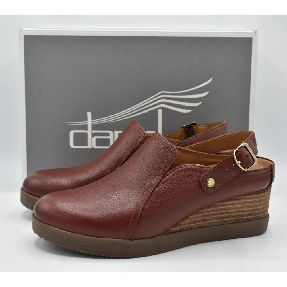 Dansko Womens Size EU 37 US‎ 6.5-7 Sheridan Waterproof Red Leather Wedge Clogs